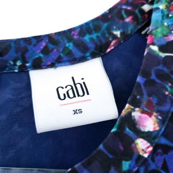 CAbi 3093 Stained Glass Keyhole Sleeveless Blouse Blue XS Xsmall Top - Picture 7 of 8